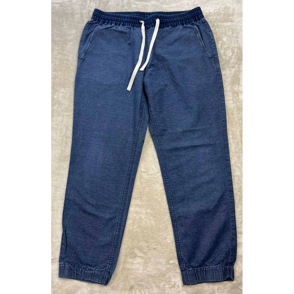 J.Crew Womens Blue Cotton Chambray Joggers Elastic Waist Pants A6648 Size L